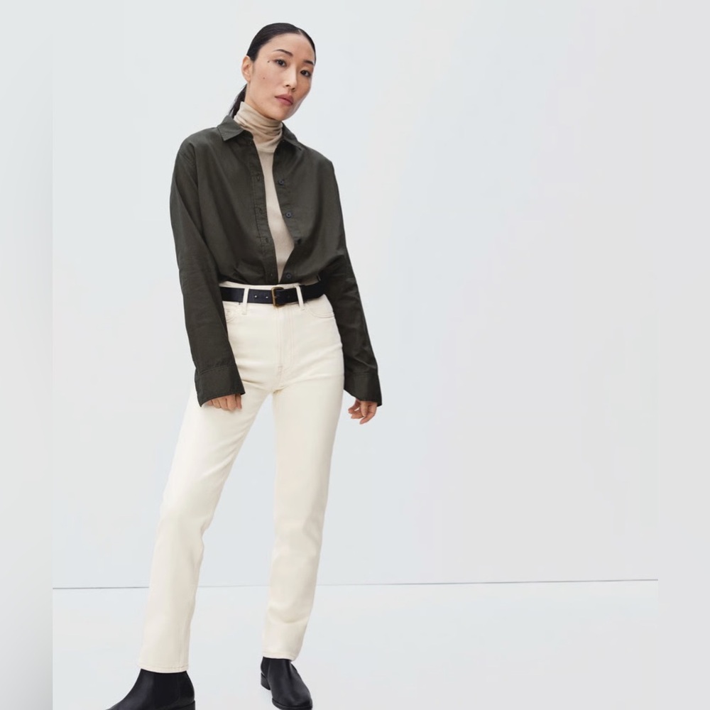 Everlane The Original Cheeky Jeans Organic Cotton White Denim Size 28